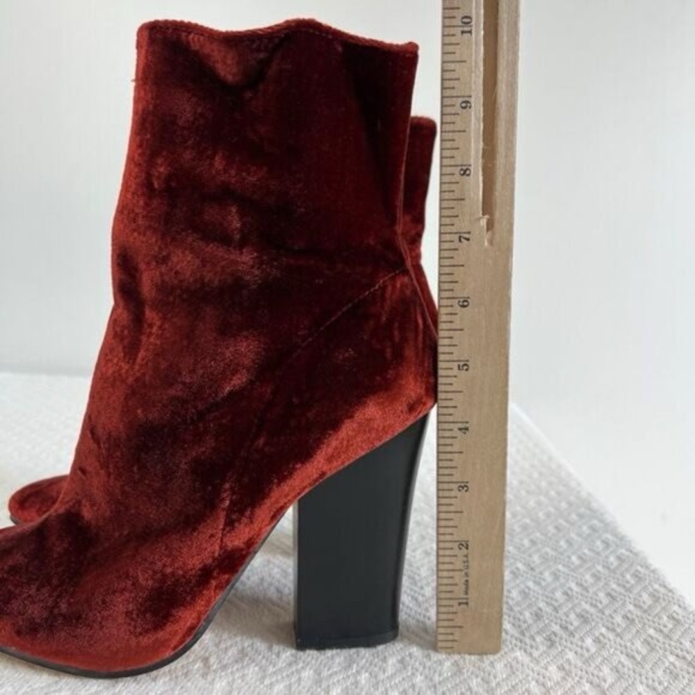 Zara Basic Womens EU 39 US 9 Red Orange Velvet Pump Heeled Booties Boots Cowboy - Picture 11 of 13